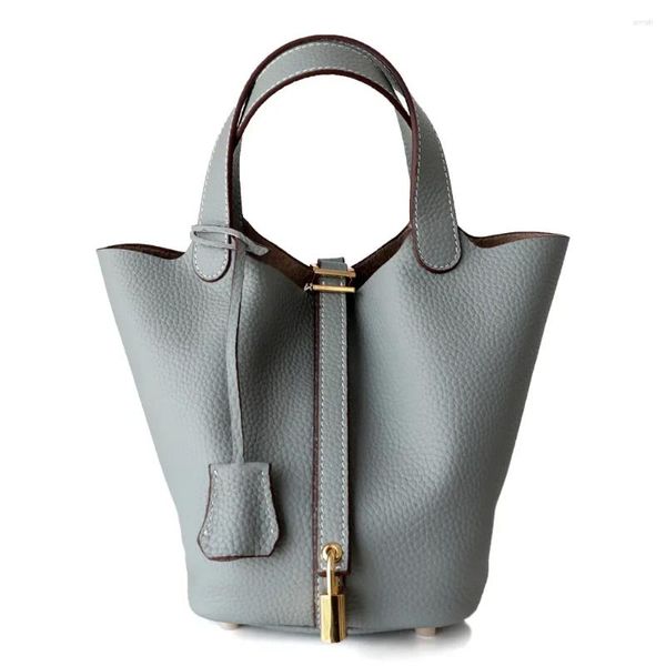 Cordon de cordon authentique sacs de seaux pour femmes en cuir femelles sacs décontractés doux sacs de panier de haute qualité sacs à main et sacs à main