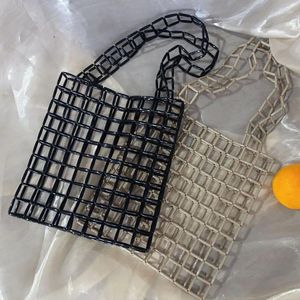 Handgemaakte acryl kralen op maat gemaakte schoudertas voor dames 2024 Retro uitgehold ontwerp Grote capaciteit Veelzijdige zomertassen