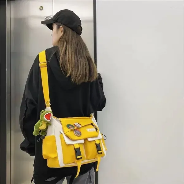 Cordon Harajuku hommes sacs à bandoulière en Nylon pour femmes Sac de messager filles livre scolaire jeunesse toile sacs à main Sac à bandoulière Bolsas