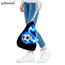 Drawstring JackHherelook Burning Fire Foot Fútbol Fútbol Niñas Balsas Niñas Bolsas Casuales Pequeños estudiantes mochilas de almacenamiento