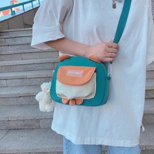 Mini sac messager japonais mignon à cordon de serrage pour femme, petit sac à bandoulière carré léger en toile pour l'été