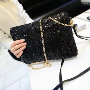 Trekkoord Dames Glitter Pailletten Handtas Sprankelende Feestavond Envelop Schoudertassen Voor Vrouwen Clutch Chain Crossbody Bolso Mujer