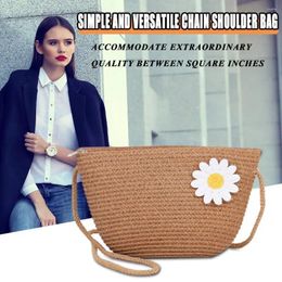 Sac à main de plage tissé en paille pour femmes, fourre-tout de bord de mer, fourre-tout à fleurs avec fermeture éclair, sac messager à bandoulière pour vacances