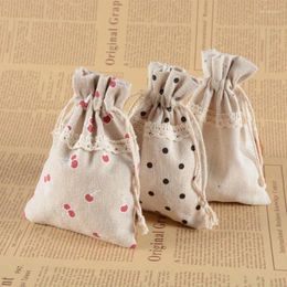 Drawstring linnen pouches sieradentas jute zakje kerst/bruiloft candy cadeaubogels Halloween -dozen