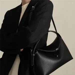 Sac à main en cuir de vachette Lychee avec cordon de serrage pour femmes, noir ou marron, lettre classique imprimée, serrure en T, grande capacité, sac à bandoulière Fashion