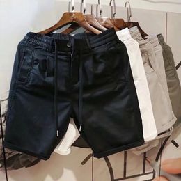 Cordon de cordon pantalon court noir avec poches shorts pour hommes off white coton sans créateur de style coréen décontracté xl luxe 90s 240430
