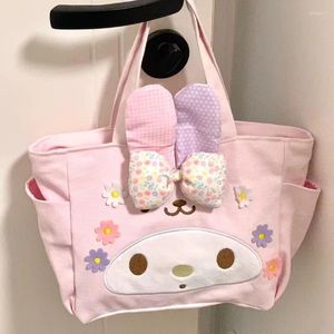 Trekkoord MBTI Pink Melody Damesschoudertas Canvas Schattig Cartoon Studenten Lunchtassen Informeel Dagelijks 2024 Japanse stijl Vrouwelijke handtas