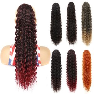 Cordón Ponytail Extensión del cabello Cola Warping Sintético Onda profunda Cola de caballo Resistente al calor Afro Kinky cabello falso