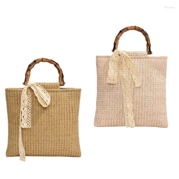 Cordon de cordon de sac à main tissé à l'herbe pratique des sacs à main de la plage de sac de vacances de sac de vacances bohémien adapté et