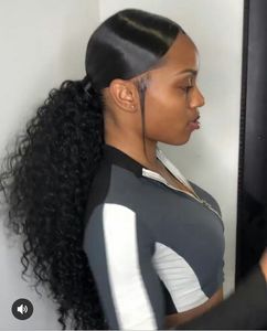 Trekkoord Bladerdeeg Afro Kinky Krullend Paardenstaart Afrikaanse Amerikaanse Wrap Around Menselijk Haarklemmen in Paardenstaart Niet-Remy Hair Extentions 140G