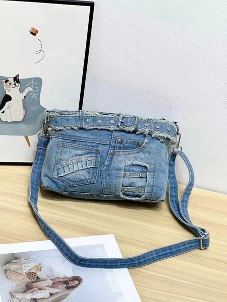 Rivet rivet vintage 3d conception ceinture de conception y2k jeans en jean sacs d'épaule filles sacs à main