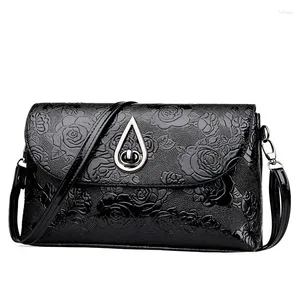 Drawstring Rose Pattern Bag Elegant Shoulder Senior Designer Ladies Handtas Leer Cross-Body