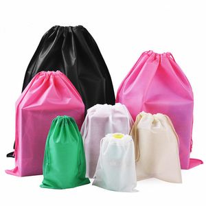 Trekkoord opslagtassen Non Geweven Dust Safe Schoenen Kleding Tas Reizen Organizer met touw