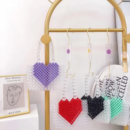 Cordon d'été Love Design Sac à bandoulière féminin 2024 Petits sacs à main de tissage de perles transparentes fraîches pour femmes
