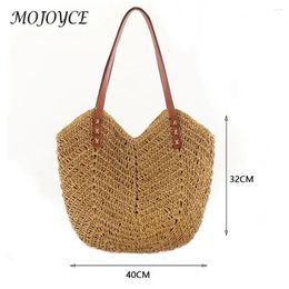 Cordon de cordon d'été Femmes Paille Hands Hands Woven Bag Sac à bandoulière Femme Vacation Tote Purse pour les achats de voyage