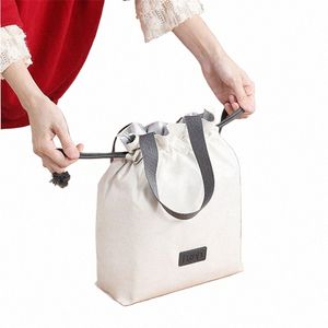 Sacs à lunch thermiques avec cordon de serrage Portable Pochette de pique-nique étanche Alimentaire Isotherme Sac de réfrigérateur Ctainer pour le bureau 2024 N51W #