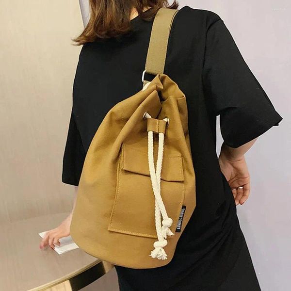 Cordon unisexe femmes décontractées vintage cool tactique mode portable toile sac à dos rangement voyage dropship # 0812