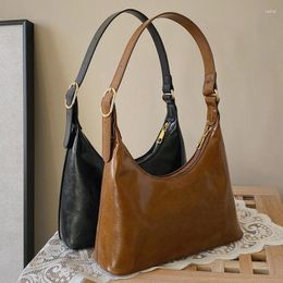 Cordon de cordon sac à main vintage pour femmes 2024 Glossy Pu Leather Zipper Ladies Casual Bag de Fashion Feme Female Femelle Claket Purse
