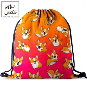 Drawstring die zorgt voor vrouwen BAG RAGPACK SCHOOL Gym Travel Storage Pack 3D -printen voor kinderen met schattige patronen Stringtassen