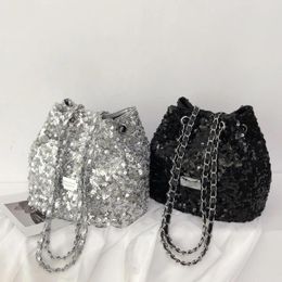 Cordon de cordon de petits sacs d'épalgère décor de chaîne légère mini blinde bling sangles réglables de sac de godet