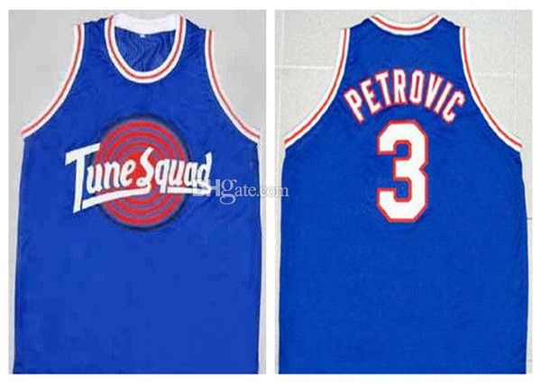 Drazen Petrovic # 3 Tune Squad Space Jam Movie Retro Basketball Jersey Mens Ed Custom Any Number Name Jerseys