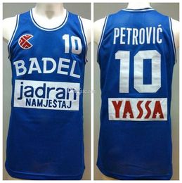 Drazen Petrovic Number Blue 10 #10 Badel Kk Cibona Baloncesto Retro Basketball Jersey Mens ED Custom Eventuele nummernaam Jerseys