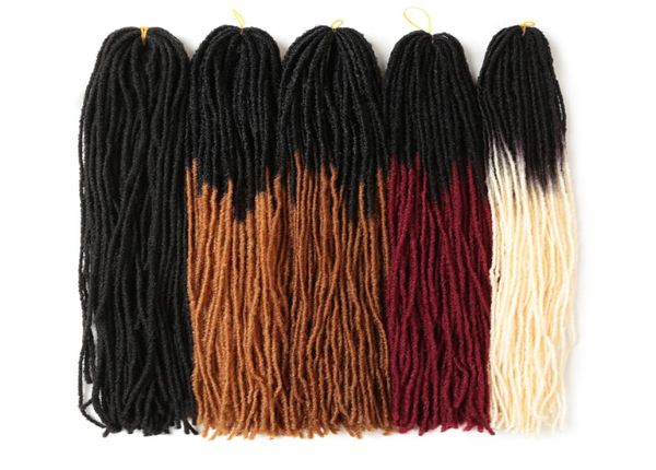 Dreadlock Afro Crochet Trenzas Ombre o Color puro 18 pulgadas Rubio Marrón Bug Pelo sintético para mujeres Faux Locs Crochet Hair4710764