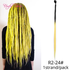 Dreadlocks Hair Extension voor Marley Handgemaakte Dreads Ombre Vlechten Haar Paardenstaart Haar Stukken Gevlochten Synthetische Haak Vlechten Kapsels