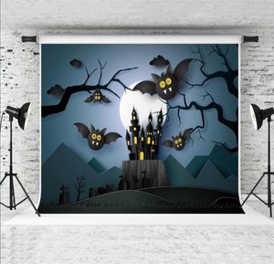 Dream 7x5ft Happy Halloween Dark Pograp Backdrop Paper Art Bats Decoración de árboles PO Fondo para Fiest Shoot Studio Prop300B6026754