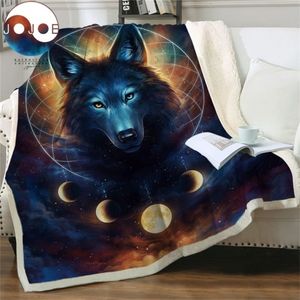 Dream Catcher van JoJoesArt Wolf Velvet Plush Sofa Deken Moon Eclipse Gooi Deken Galaxy Print Dun Quilt Beddengoed 150x200cm 201337t