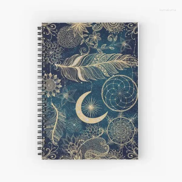 Dream Catcher Feathers Spiral Journal Notebook for Women Men Memo Notos de notas de bocetos Boceto Diario Notas de estudio Trabajo