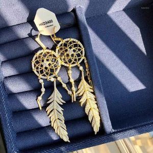 Dangle Kroonluchter Dream Catcher Hanger Oorbellen Sieraden S925 Sterling Zilver voor Dames Mode Kerst Verjaardagsfeestje Gift1