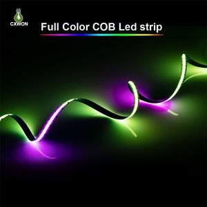 Bande lumineuse LED Cob 24 V Dream Color WS2811 16,4 pieds/5 M 720 LED/M CRI90 Bande LED flexible et lumineuse 12 mm avec WIFI Bluetooth Synchronisation de musique Télécommande 24 touches et adaptateur