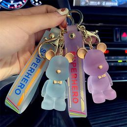 Dream Crystal Gloomy Bear Mini Stereo Key Chain Silicone Keychain Hanger Cars Key Rings Holder Bears Doll Keyrings Alec Car Accessoires Paar tas