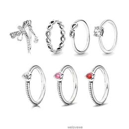 Dream Fly Pan-stijl 925 Zilver Rood Liefde Hart 8 Sluit Ring voor Vrouwen Zirconia Bruiloft Engagement Fijne sieraden