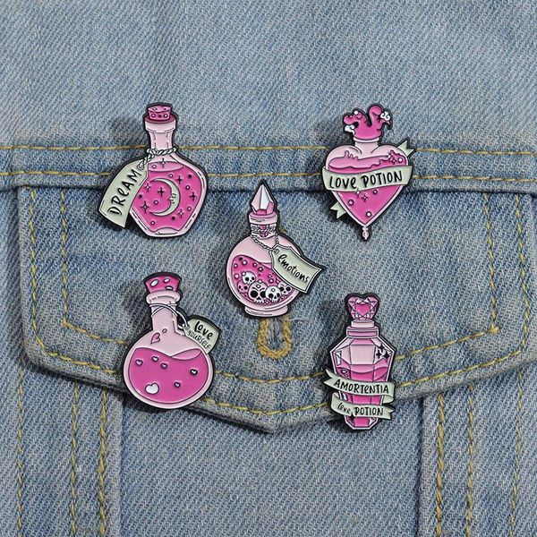 Dream Love Potion Emous émail émotions personnalisées Magic Wizard Brooches Badges de revers Punk Gothic Jewelry Gift For Friends