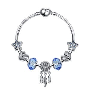 Brins charme perles magiques perles bleues bracelet pendentif plume accessoires de bricolage en gros