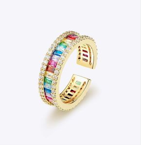 Dream Rainbow Anillo abierto Mujer ajustable Premium sense Luz Anillo de lujo Full Star pareja anillo AAAAA1