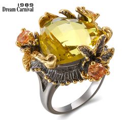 Dreamcarnival 1989 recommande fortement vendre des femmes anneaux authentiques Radian coupés dorées couleurs zirconia riveau de fête wa116663201904