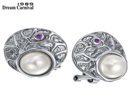 Dreamcarnival1989 Boucles d'oreilles à étalons ronds délicats pour femmes simulées perle barroco antique bijoux femelle zircon purple we3997 210618831843