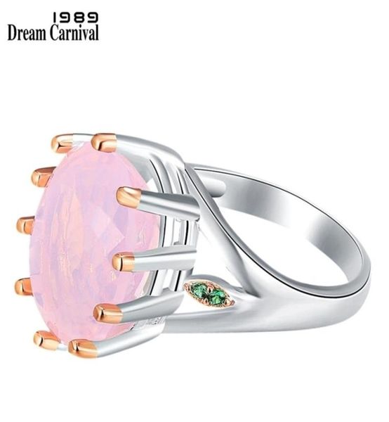 Dreamcarnival1989 Gran ring rosa anillo de boda Mujeres delicadas cortes finos de 16x20 mm prong tesoro nupcial para siempre wa11954 2206919170