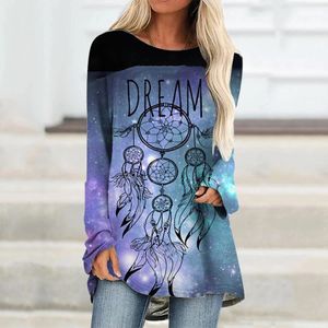 Atrapasueños Camisetas estampadas en 3D Moda femenina Ropa de calle Camiseta de manga larga raglán de gran tamaño Camisetas para mujer Tops Ropa femenina 240118