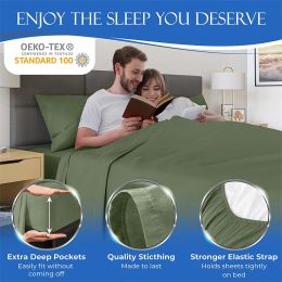 DreamReal Organic Bamboo Liberding Ensemble de lit de lit de lit de lit de feuille de feuille plate à plaques plates Luxury Double Queen King Size Douet