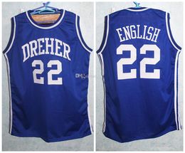 Dreher High School Alex English # 22 Retro Blue Basketball Jersey Men's Ed Numéro Custom Nom Jerseys