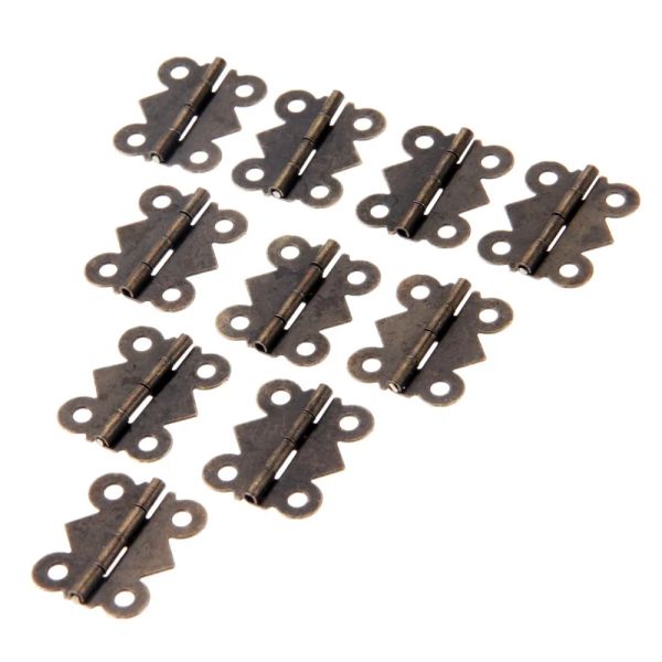 Dreld 10pcs armoire meubles charnières bijoux boîtes en bois 4 trous papillons