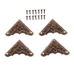 Dreld 4pcs bijou décoratif cadeau coffre en bois cadre photo d'angle protecteur protecteur support décoratif pour meuble matériel 37 mm