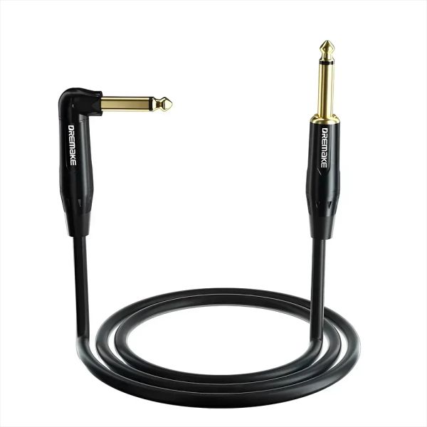 Dremake Jack 6.35 mm a 6.35 mm Audio Audio Cord Balanced TRS 1/4 '' Cable de amplificador de altavoz recto al ángulo recto para teclado de guitarra