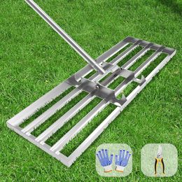 Dremmt nivellering 30x10 inch, (professioneel grade) gazonniveau-gereedschap met roestvrijstalen handvatharken Lawns Heavy Duty Landscape Hark voor achtertuin, tuin, golf