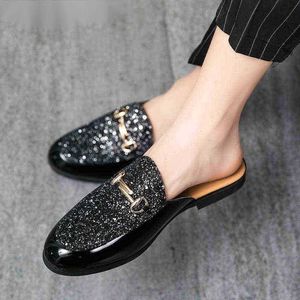 Dres chaussure paillettes Mule demi-chaussure pour hommes chaussures de dressing décontracté designer pantoufle luxe toboggan été cuir 220723