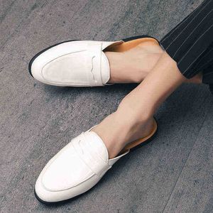 Dres chaussure en cuir noir demi chaussure pour hommes s'habillant sandale décontractée mode luxe designer mocassin or glisser chaussures à talons hauts 220723